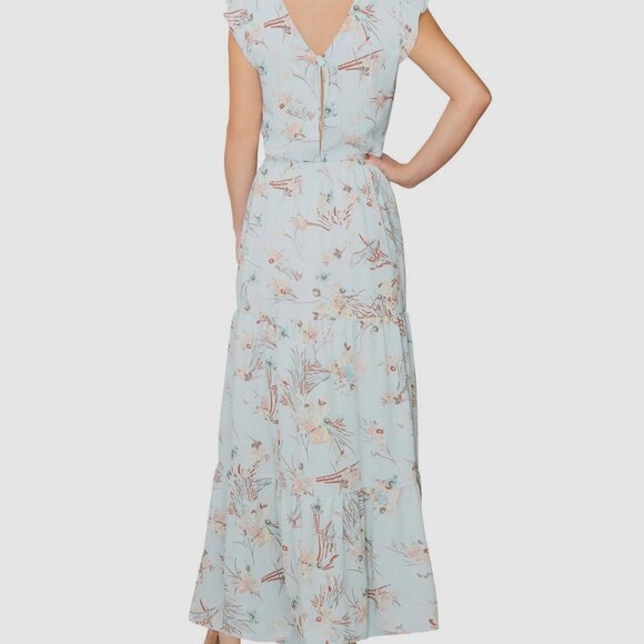 Rachel Roy Women's Blue Crepe Sky Floral V-Neck Flutter Sleeve Dress - Picture 2 of 4